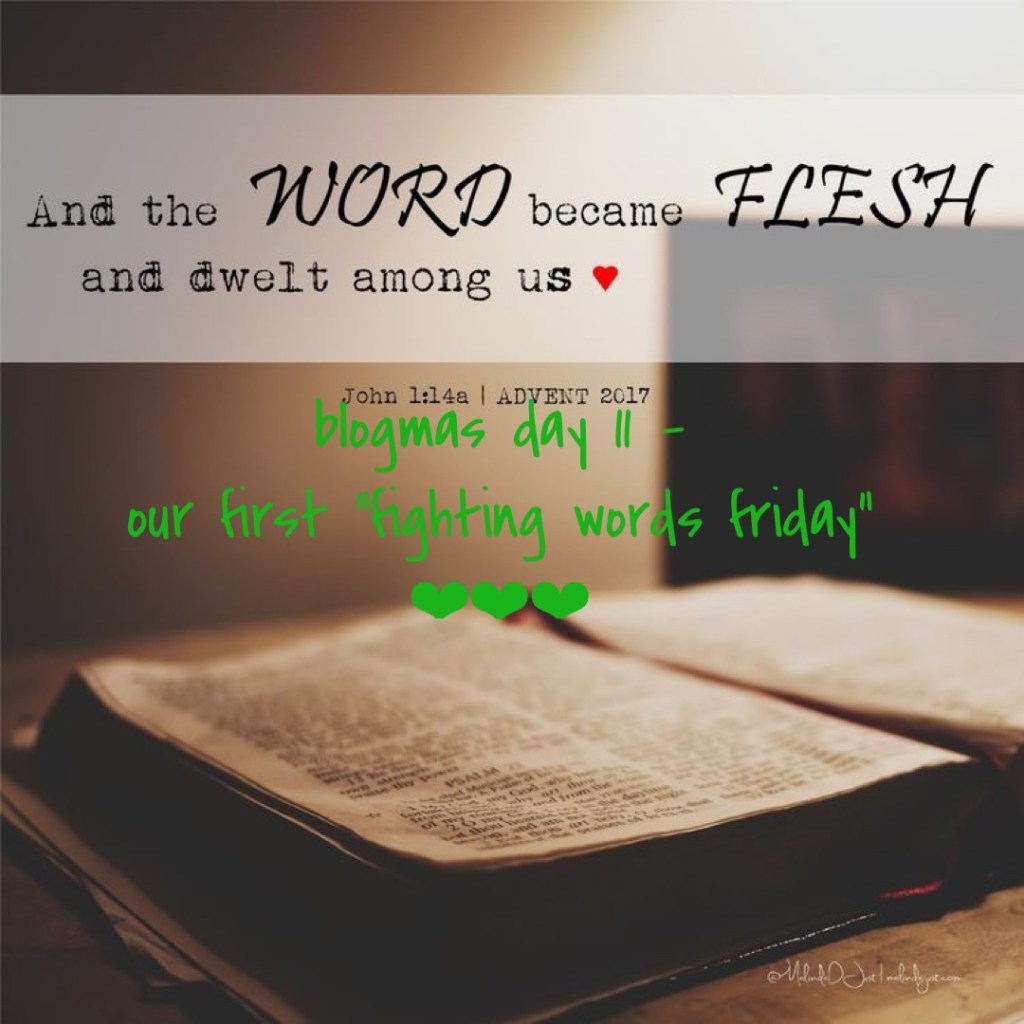 blogmas day 11 – our first “fighting words&nbsp;friday”